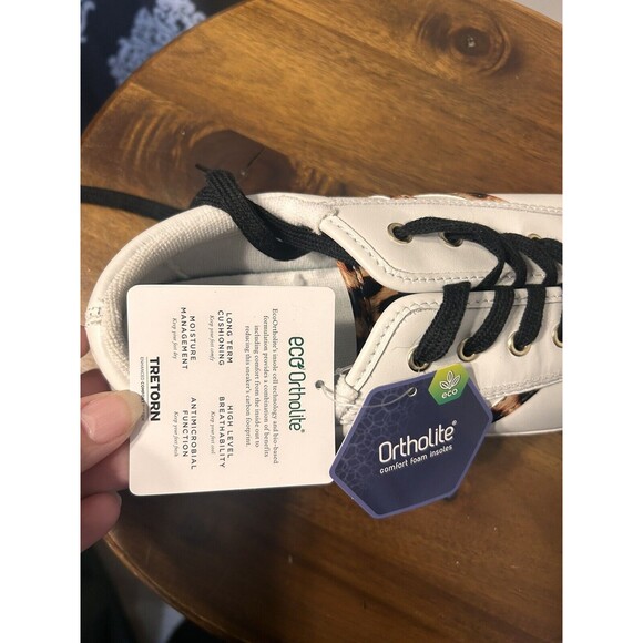 TRETORN Women's Leather Casual Sneakers White Leopard US 9 NWT Preppy City Mom - Picture 5 of 5